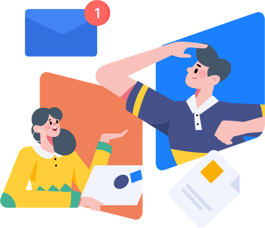Business team viewing business unread mails  Illustration