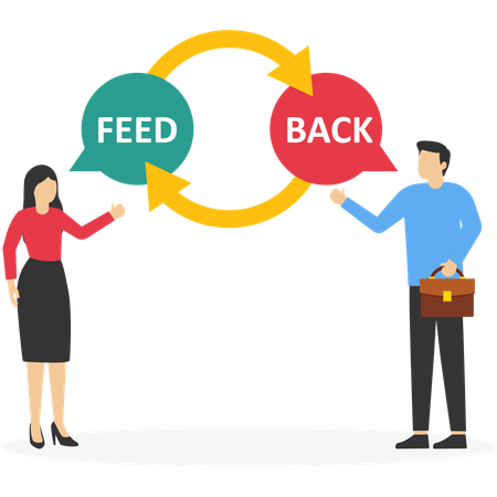 Business team viewing user feedback  Illustration