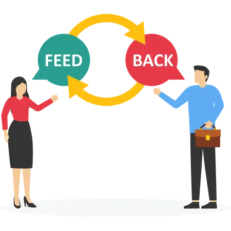 Business team viewing user feedback  Illustration