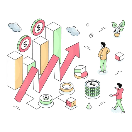 Business-Team visualisiert Finanzanalysen  Illustration