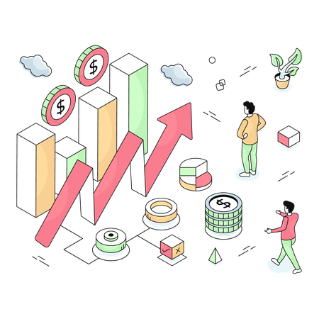 Business team visualizes Financial Analytics  Illustration