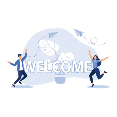 Business team welcoming new recruits  Illustration
