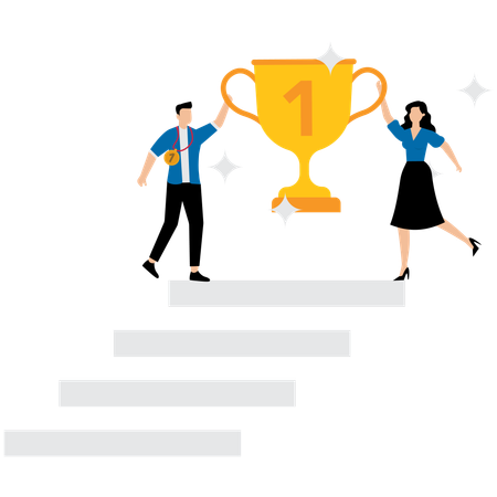 Business team winning business award  Illustration