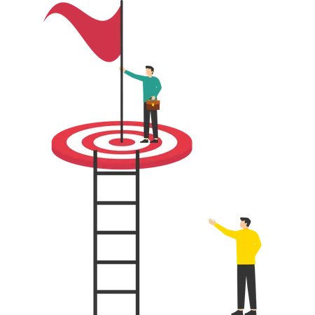Reaching Targets Achieving Goals Or Success In Business Teamwork In Achieving Targets Or Goals Aim To Hit Target Bullseye Concept Business Team With Arrows Stuck On Big Target Illustration