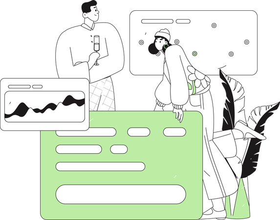 비즈니스 분석을 갖춘 비즈니스 팀  일러스트레이션