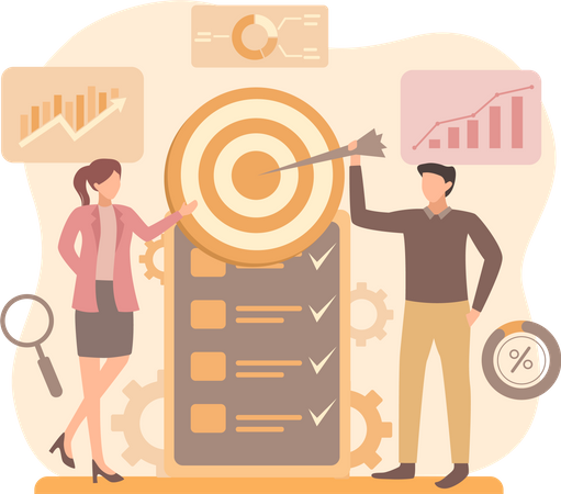 Business team with business goal Illustration