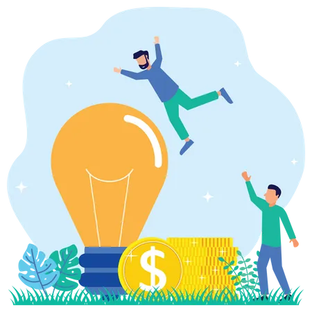 Business team with business idea  Illustration