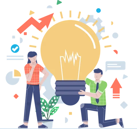 Business team with creative idea  Illustration