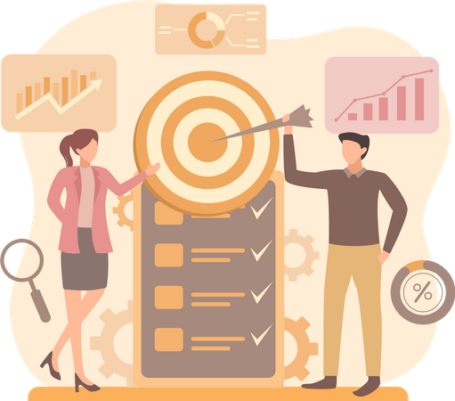 Business team with business goal  Illustration