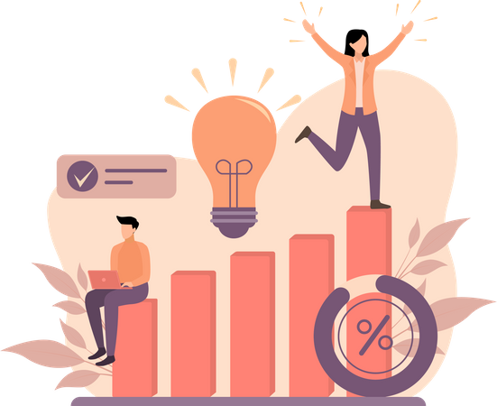Business team with growth idea  Illustration