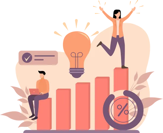 Business team with growth idea  Illustration