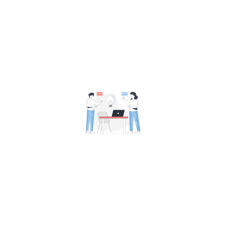 Business Team With Idea Bulb  Illustration