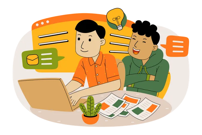 Business team with idea  Illustration