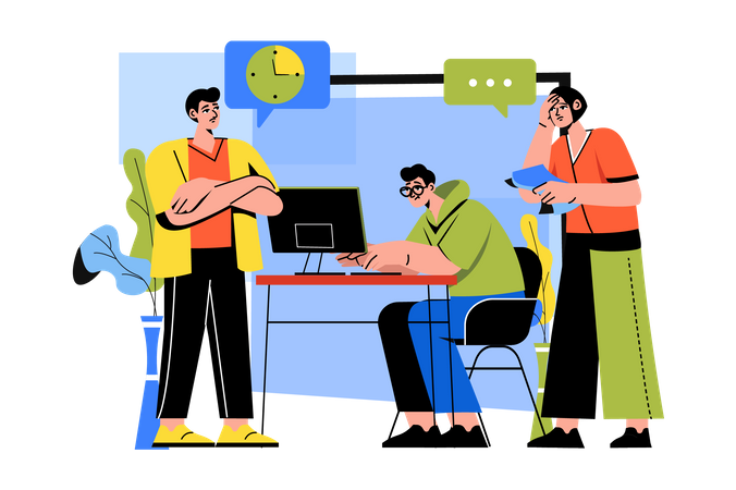 Business team with limited working time  Illustration
