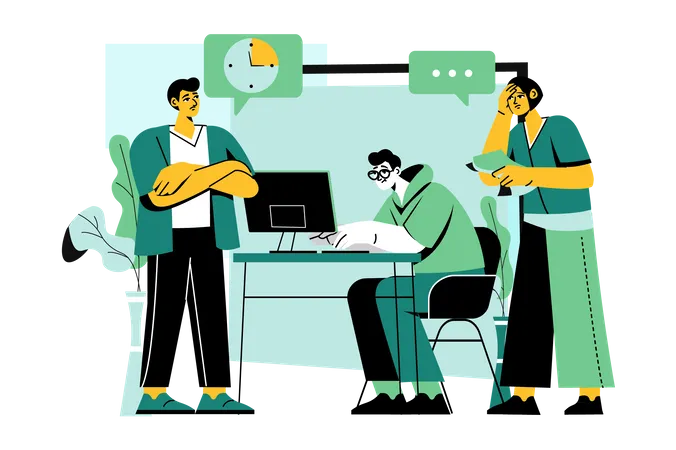 Business team with limited working time  Illustration