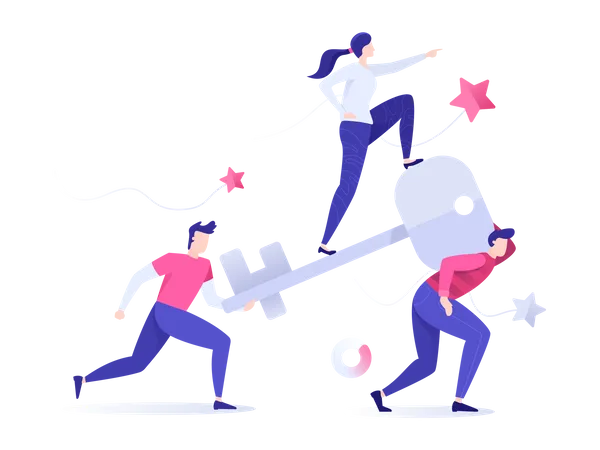 Business team with success key  Illustration