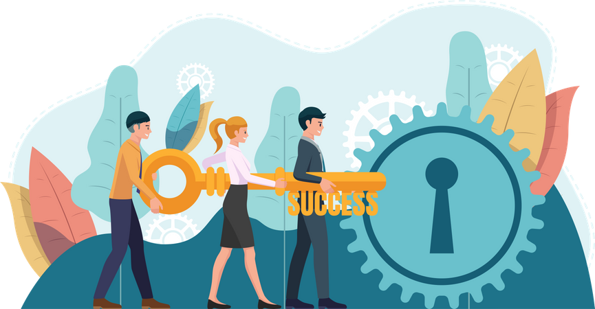 Business team with success key  Illustration