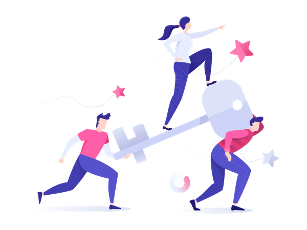 Business team with success key  Illustration