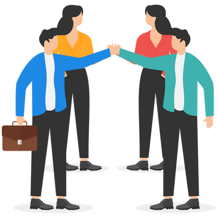 Business team with their hands together  Illustration