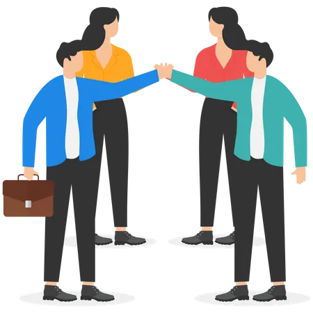 Business team with their hands together  Illustration