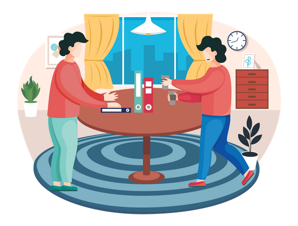 Business team work in office and colleague giving coffee  Illustration