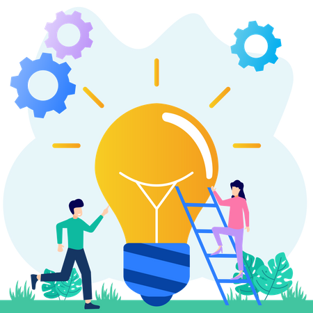 Business team work on idea  Illustration