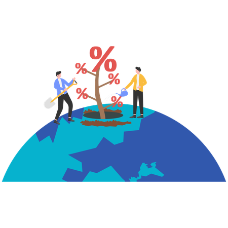 Business team work to increase profit ratio  Illustration