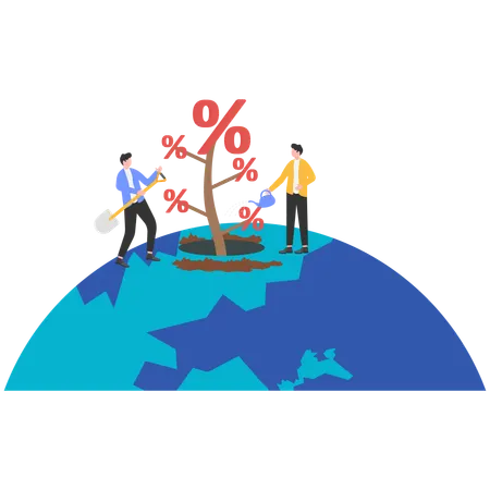 Business team work to increase profit ratio  Illustration