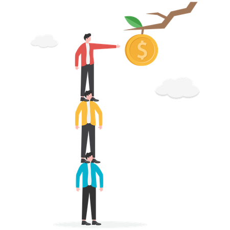 Business team work together to achieve goals  Illustration