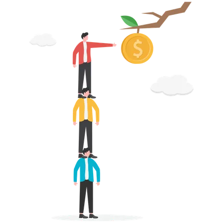 Business team work together to achieve goals  Illustration