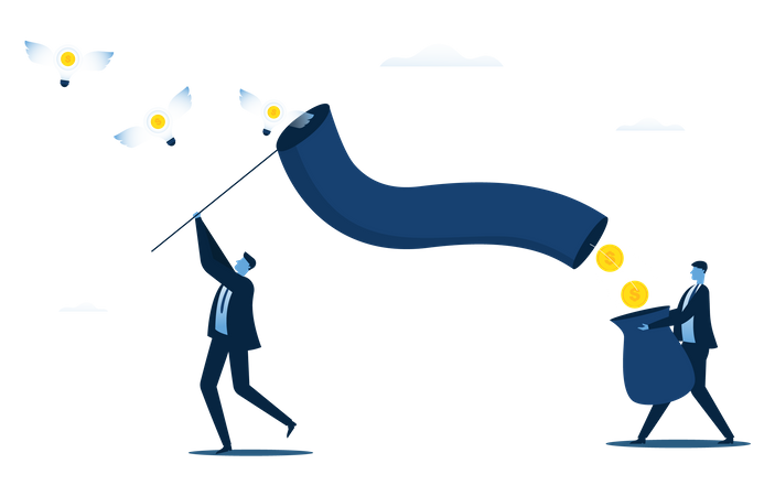 Business team work together to make business successful Illustration