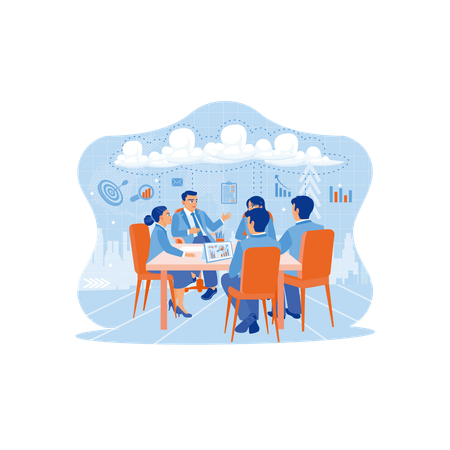 Business team working and talking together  Illustration
