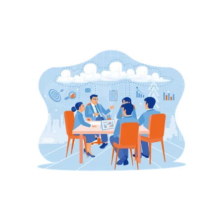 Business team working and talking together  Illustration