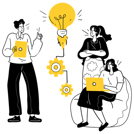Business team working at Innovation Hub  Illustration