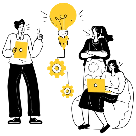Business team working at Innovation Hub  Illustration