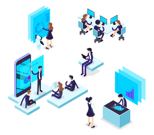 Business team working at office  Illustration