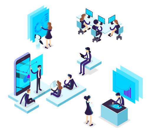 Business team working at office  Illustration