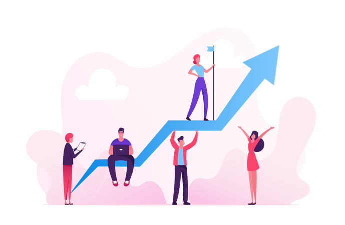 Business Team Working for business growth Illustration