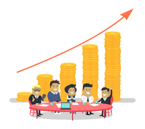 Business team working for business growth  Illustration