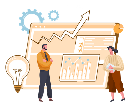 Business team working for growth Illustration