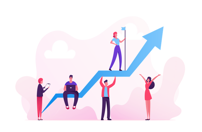 Business Team Working for business growth  Illustration