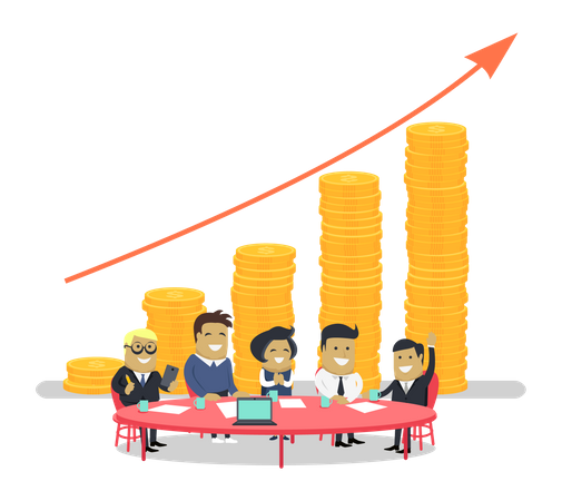 Business team working for business growth  Illustration