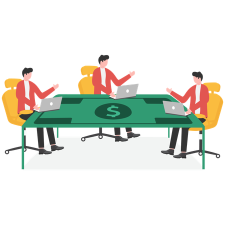 Business team working hard to making money  Illustration