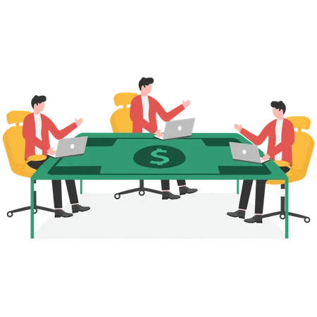 Business team working hard to making money  Illustration