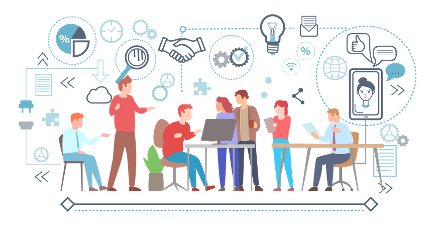 Business team working in collaboration Illustration
