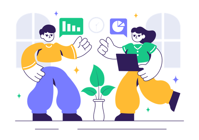 Business team working in coworking space  Illustration