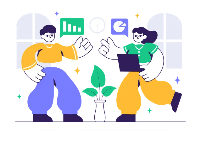 Business team working in coworking space  Illustration