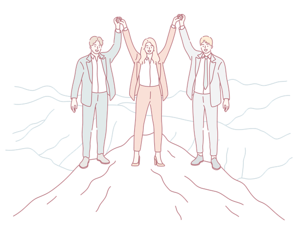 Business team working in mountain peak  Illustration