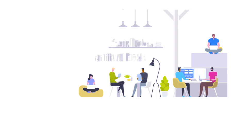 Business team working in office  Illustration