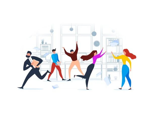 Business team working in office Illustration